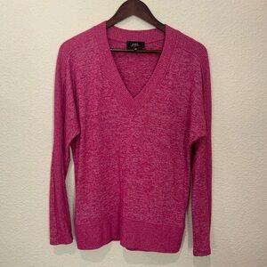 Pink berry colored COA V neck sweater from Anthropologie
